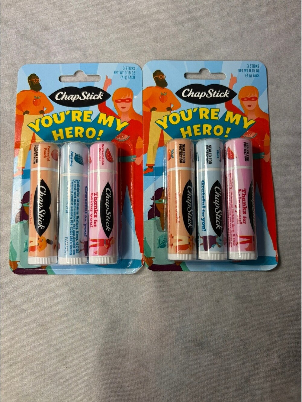 ChapStick You’re My Hero Lip Balm 6 Pack Peach Mint Watermelon New Sealed